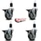 Service Caster 4'' Gray Poly Swivel 1-1/2'' Expanding Stem Caster Set with Brake, 4PK SCC-EX20S414-PPUB-PLB-112-4 - alternate 4